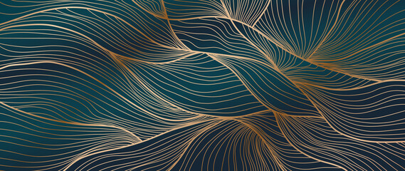 Luxury golden wallpaper. Art Deco Pattern, Vip invitation background texture for print, fabric, packaging design, invite.  Vintage vector illustration.