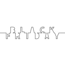 Black Friday Banner For Sales Promotion And Advertising. Vector One Line Design. 