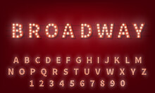 Light Bulb Alphabet. Broadway Style 3d Retro Typography Typeface