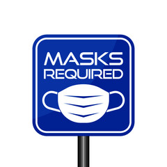 Canvas Print - Masks required sign Isolated On White Background