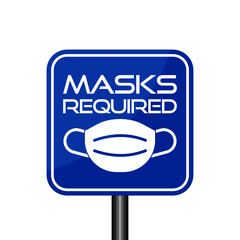 Canvas Print - Masks required sign Isolated On White Background