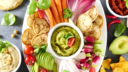 Poster - fresh vegetable and dipping sauce