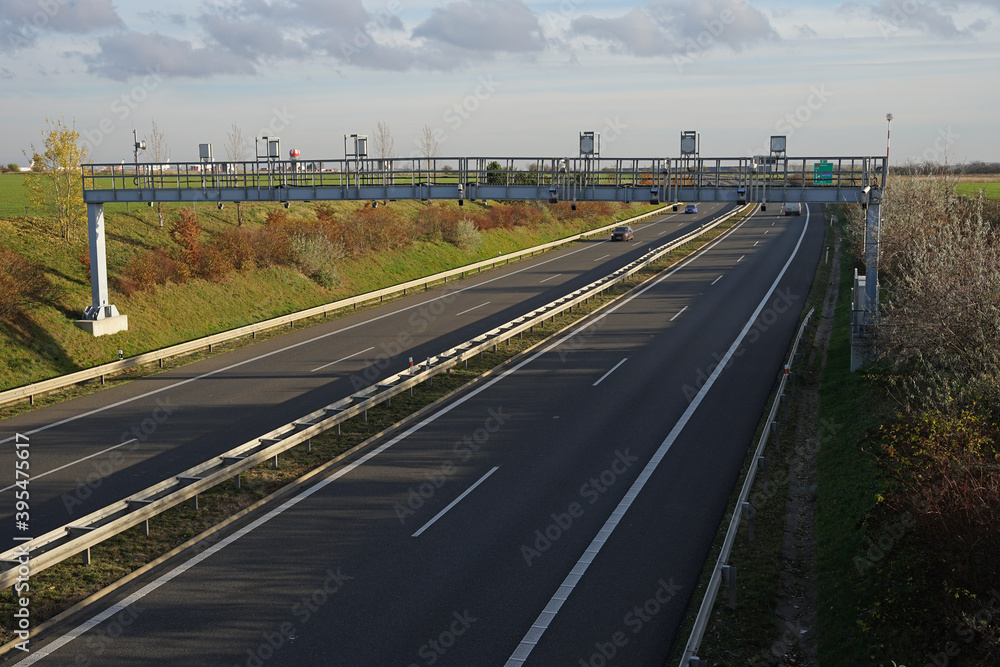 Electronic toll collection system on motorway in Czech Republic, gate ...