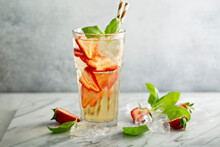 Iced Green Tea With Strawberries And Basil