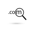 Dot com Icon and  magnifier. Domain search icon.