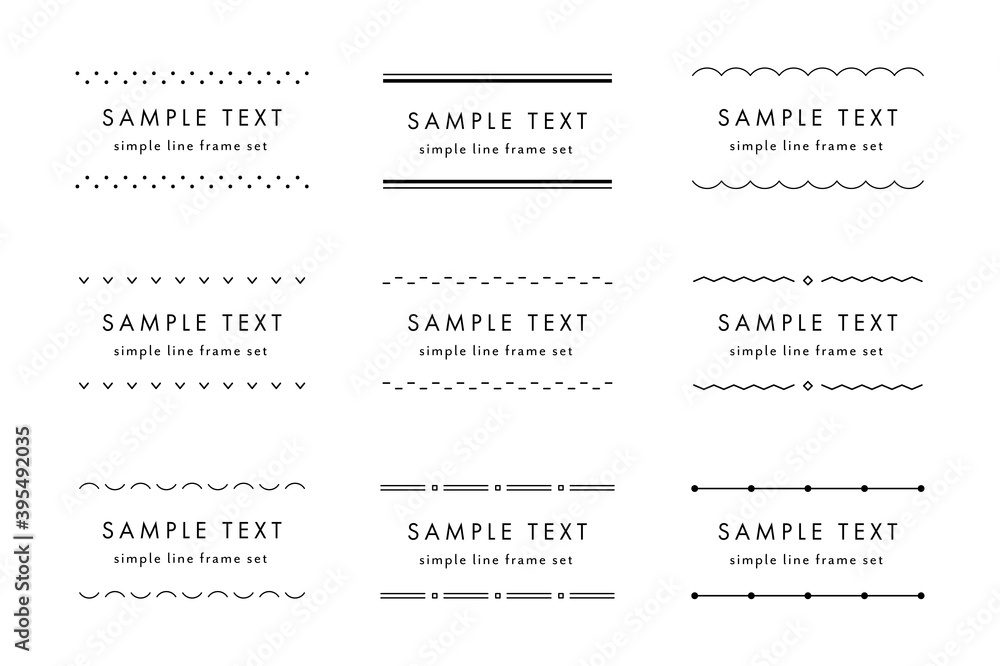 Naklejka シンプルなフレーム 枠のセット イラスト 線 飾り 装飾 見出し タイトル 素材 Rama Rama Wektor Fototapety Foteks
