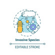 Invasive species concept icon. Ecosystem preservation. Insects, animal population. Wildlife conservation idea thin line illustration. Vector isolated outline RGB color drawing. Editable stroke