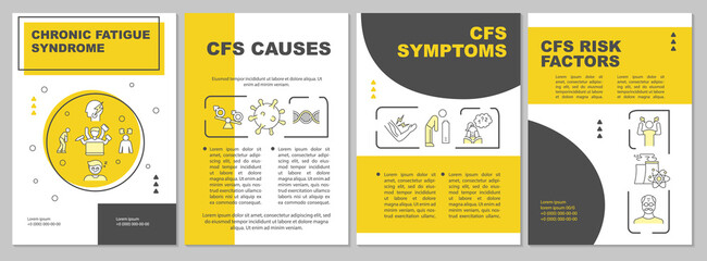 Chronic fatigue syndrome brochure template. Human disease treatment. Flyer, booklet, leaflet print, cover design with linear icons. Vector layouts for magazines, annual reports, advertising posters