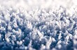 White hoarfrost crystals on flat surface closeup view
