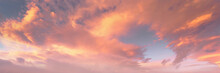Background Of Cloudscape With Beautiful Clouds At Sunset On Sky