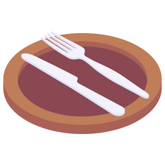 Sticker - Cutlery icon in isometric style, editable vector 