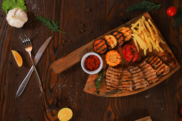 meat and vegetables on the table