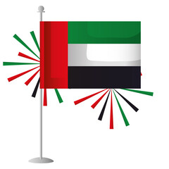 Canvas Print - Uae national day with flag and fireworks design, arab spirit and holiday theme Vector illustration