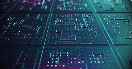 Artificial Intelligence Circuit Board. Transmitting High Speed Data. Artificial Intelligence. Computer And Technology Related 4K 3D CG Animation.