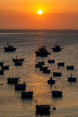 Poster - Fisher boats in the bay of Mui Ne in Vietnam