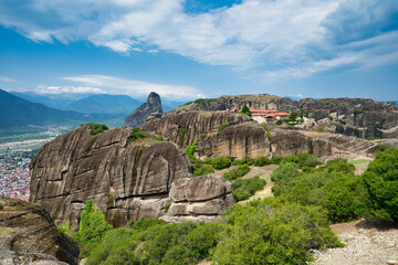 Wall Mural - Beautiful shot of the Meteora rock formations in central Greece on a sunny day