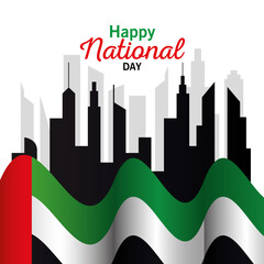 Canvas Print - Uae national day with flag and city design, arab spirit and holiday theme Vector illustration