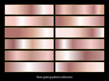 Rose Gold Gradient Backgrounds Collection. Vector Illustration.