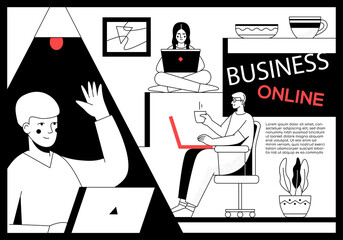 business online - modern flat design style web banner