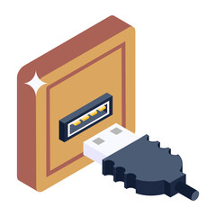 Wall Mural - trendy isometric design of insert usb icon