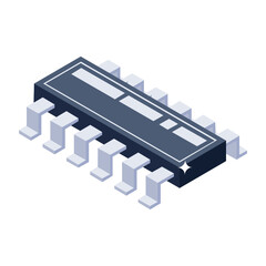 Wall Mural - 
A single chip microcontroller icon, isometric style of integrated circuit
