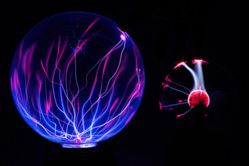 Electricity fire-ball. Abstract photo of electric waves. Static electricity - Stock Image