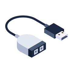 Sticker - 
Isometric icon of data cable, modern style vector 
