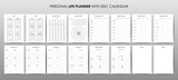 Fototapeta Mapy - Vector template for personal life planner with 2021 calendar
