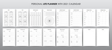 Vector Template For Personal Life Planner With 2021 Calendar