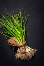 Fresh Red And White Onions On Dark Background