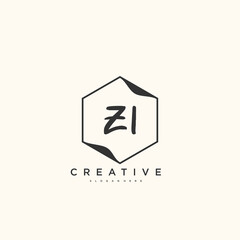 ZI Beauty vector initial logo, handwriting logo art design of initial signature, wedding, fashion, jewerly, boutique, floral and botanical with creative template for any company or business.