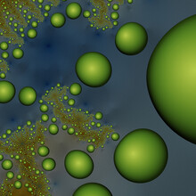3d Green Balls On The Blue Background