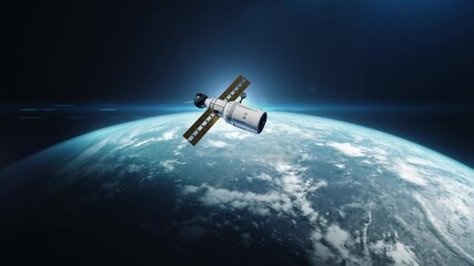 Wall Mural - artificial satellite of the earth. a satellite flying in space over the globe