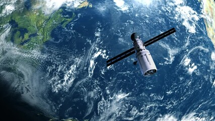 Wall Mural - artificial satellite of the earth. a satellite flying in space over the globe