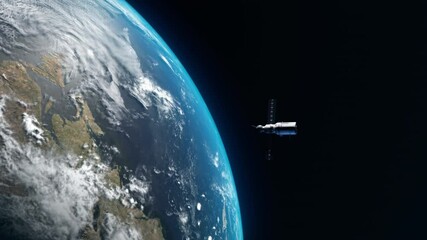Wall Mural - artificial satellite of the earth. a satellite flying in space over the globe