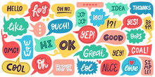 Dialogue Speech Bubbles. Chat Balloons, Small Talk Frames, Conversation Clouds With Greeting Phrases. Dialogue Chat Bubbles Vector Symbols. Thinking Clouds Or Frames With Messages For Discussion