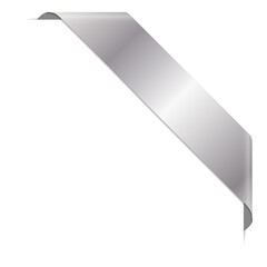 Sticker - silver corner ribbon banner on white background	
