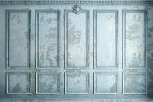 Classic Wall Of Old Stucco Panels Blue Paint