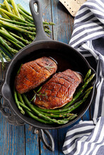 Roast Duck Breast With Green Asparagus