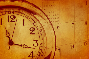 Wall Mural - vintage clock and calendar