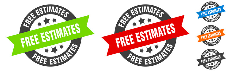 Wall Mural - free estimates stamp. free estimates round ribbon sticker. tag