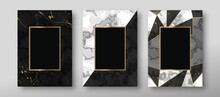 Black White Marble Texture Gold Frame Card Set