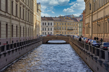 Russia, St. Petersburg, view of the city river Lebyazhya kanavka