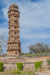 Wall Mural - Vijaya Stambha (Tower of Victory) at Chittor Fort in Chittorgarh, Rajasthan state, India