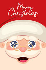 Canvas Print - santa claus happy face icon with merry christmas lettering