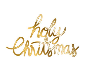 Wall Mural - holy christmas in gold lettering