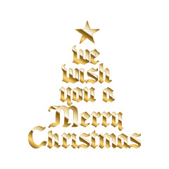 Wall Mural - we wish you a merry christamas in gold lettering