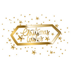 Wall Mural - christmas wishes in gold leterring with stars