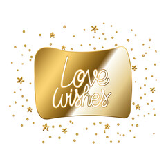 Wall Mural - love wishes in gold lettering in white background