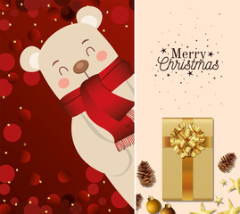 Canvas Print - christmas bear icon and merry christmas lettering